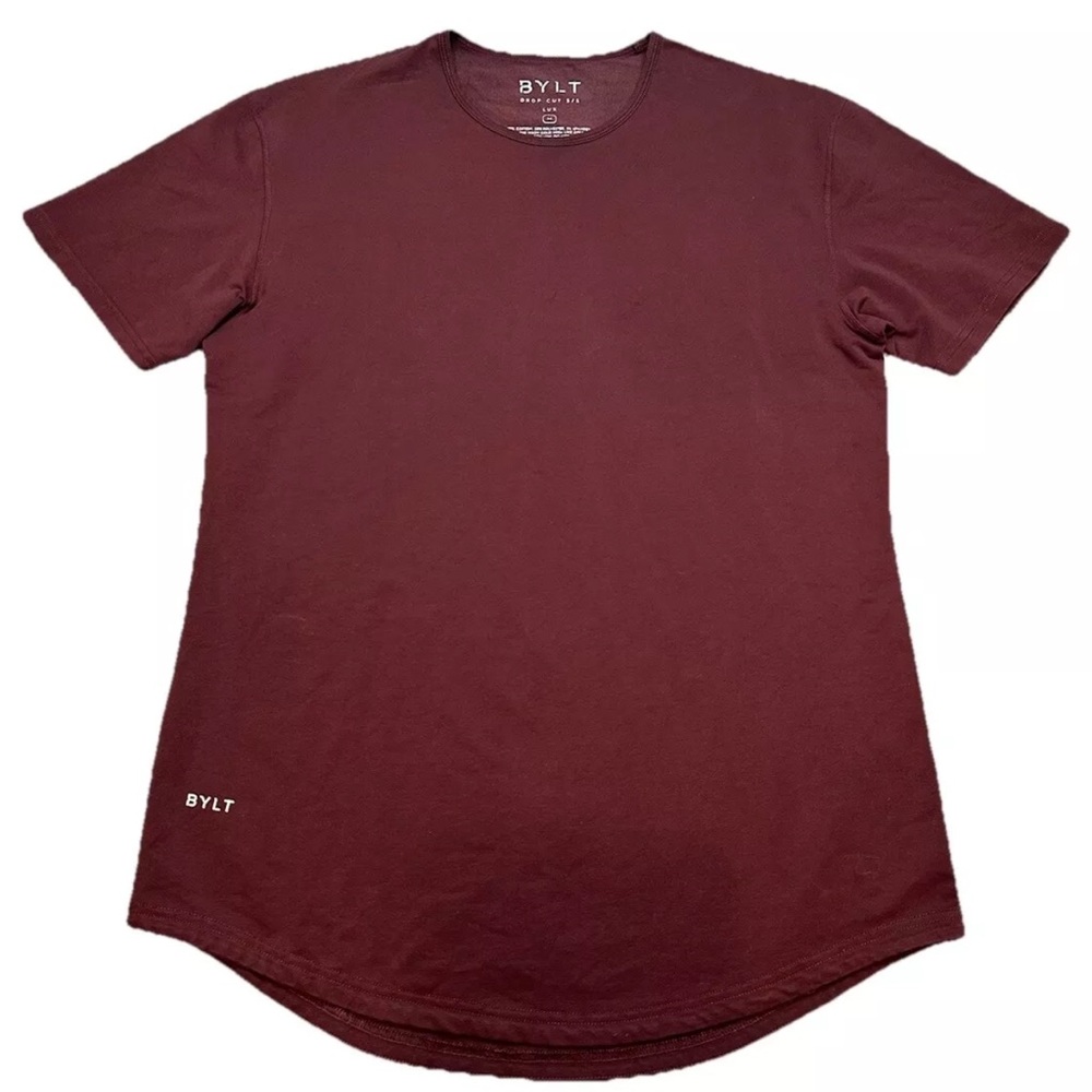 BYLT Basics Drop Cut S/S Lux Tee Shirt Premium Short Sleeve Stretch Red Mens M